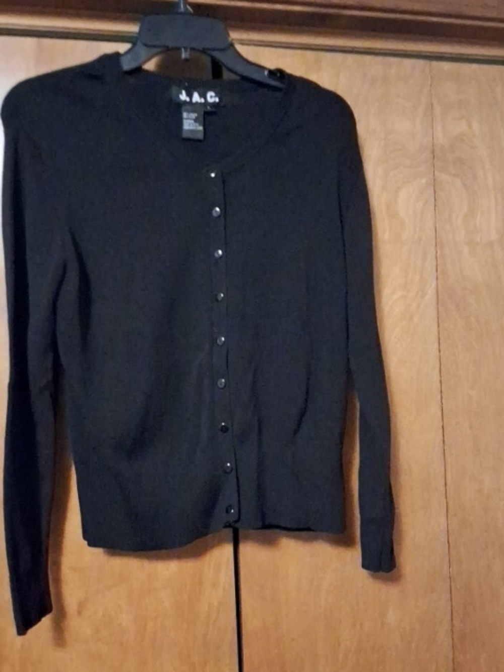 a.n.a Women's Black Button-Up Crewneck Cardigan